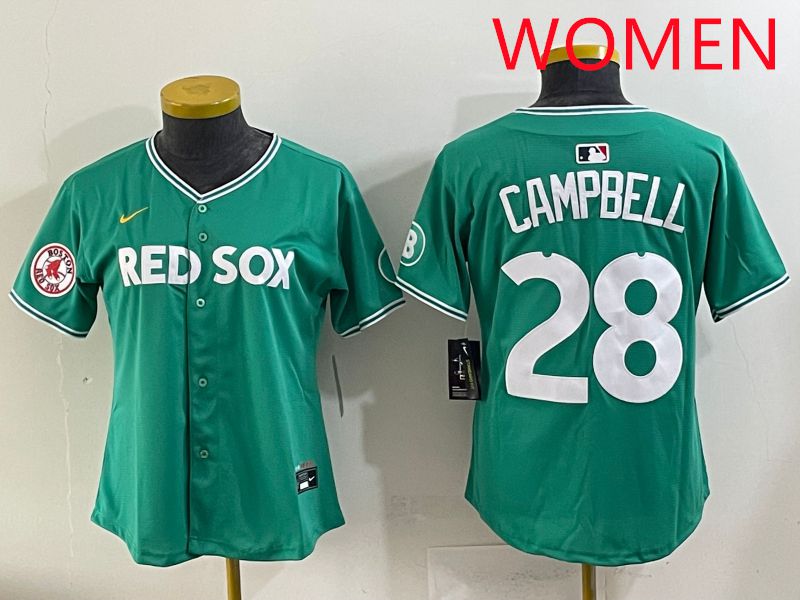 Women 2025 Boston Red Sox #28 Campbell Dark Green Joint Name Nike MLB Jersey style 8